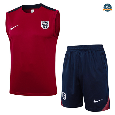 Vente Max Maillot Training Angleterre Ensemble Short Débardeur 2024/25 rouge bordeaux