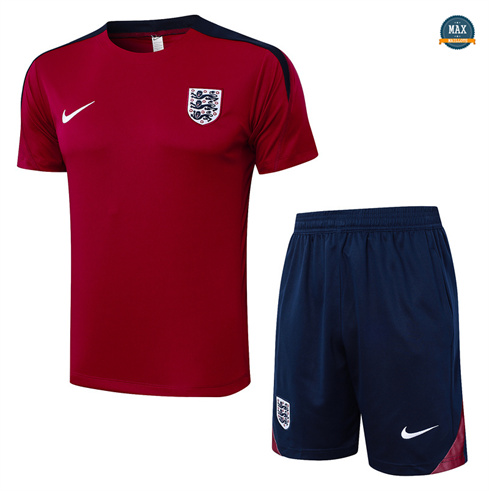 Grossiste Max Maillot Training Angleterre + Short 2024/25 rouge bordeaux