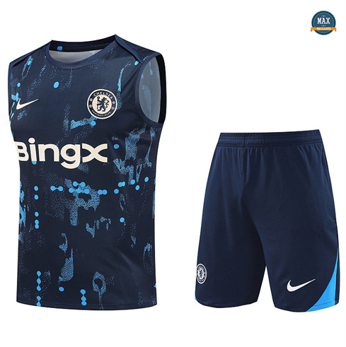 Choix Max Maillots Training Chelsea Ensemble Short Débardeur 2024/25 Bleu marine