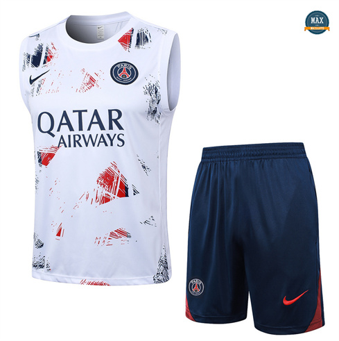 Prix Max Maillot Training Paris Paris Saint Germain Ensemble Short Débardeur 2024/25 Blanc