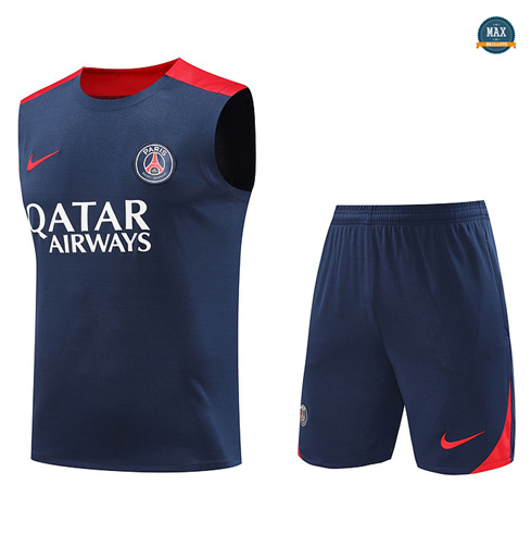 Vendre Max Maillot Training Paris Paris Saint Germain Ensemble Short Débardeur 2024/25 bleu marine