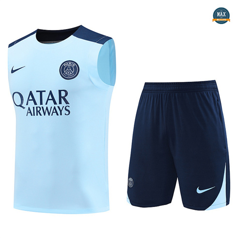 Achat Max Maillots Training Paris Paris Saint Germain Ensemble Short Débardeur 2024/25 bleu clair