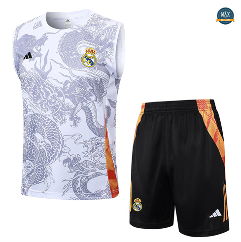 Grossiste Max Maillot Training Real Madrid Ensemble Short Débardeur 2024/25 Blanc