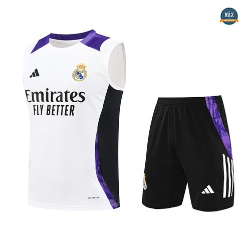 Soldes Max Maillots Training Real Madrid Ensemble Short Débardeur 2024/25 Blanc