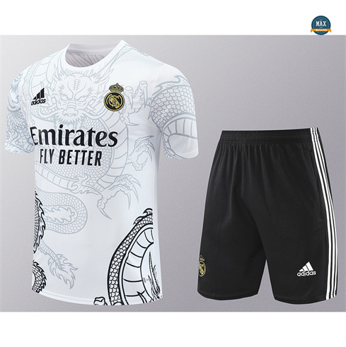 Soldes Max Maillot Real Madrid + Shorts 2024/25 Training Blanc pas cher fiable