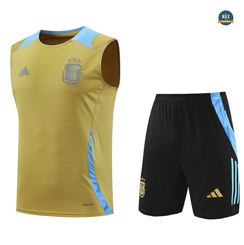 Nouveau Maillot Training Argentine Ensemble Short Debardeur 2024/25 Jaune