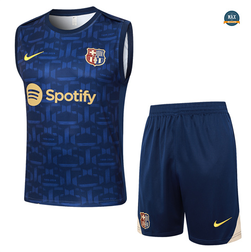 Vente Maillot Training Barcelone Ensemble Short Debardeur 2024/25 Bleu Marine