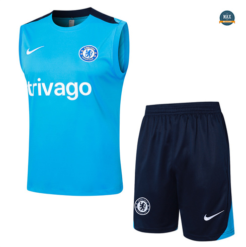 Soldes Maillot Training Chelsea Ensemble Short Debardeur 2024/25 bleu ciel