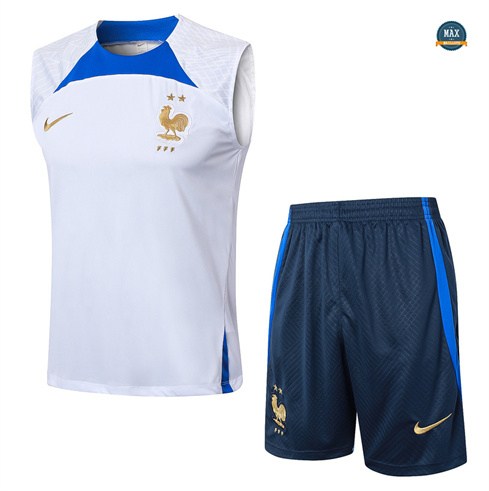 Achetez Maillot Training France Ensemble Short Debardeur 2024/25 Blanc