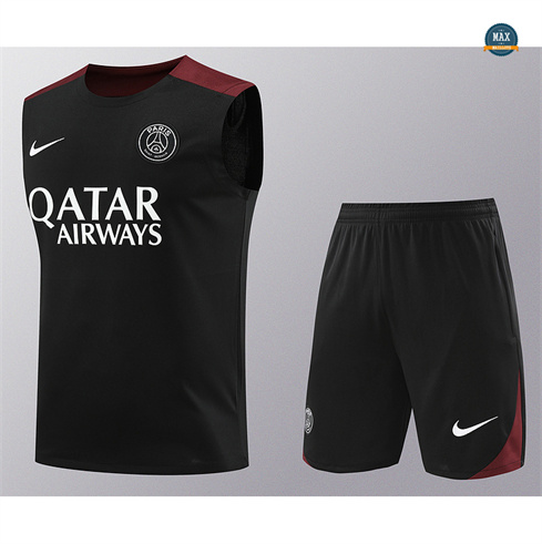 Achetez Maillot Training Paris Saint Germain Ensemble Short Debardeur 2024/25 Noir