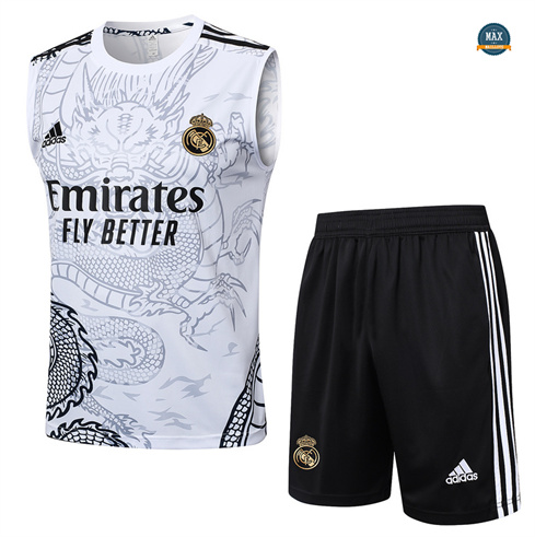 Prix Maillot Training Real Madrid Ensemble Short Debardeur 2024/25 Blanc