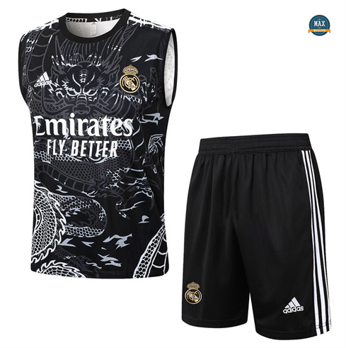 Flocage Maillot Training Real Madrid Ensemble Short Debardeur 2024/25 Noir