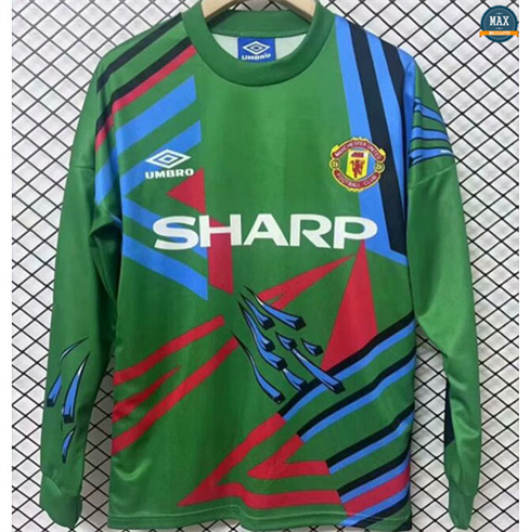 Max Maillots Retro 1992-93 Manchester United Gardien de but Manche Longue Vert