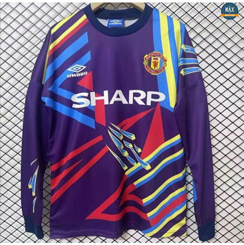 Max Maillot Retro 1992-93 Manchester United Gardien de but Manche Longue Pourpre